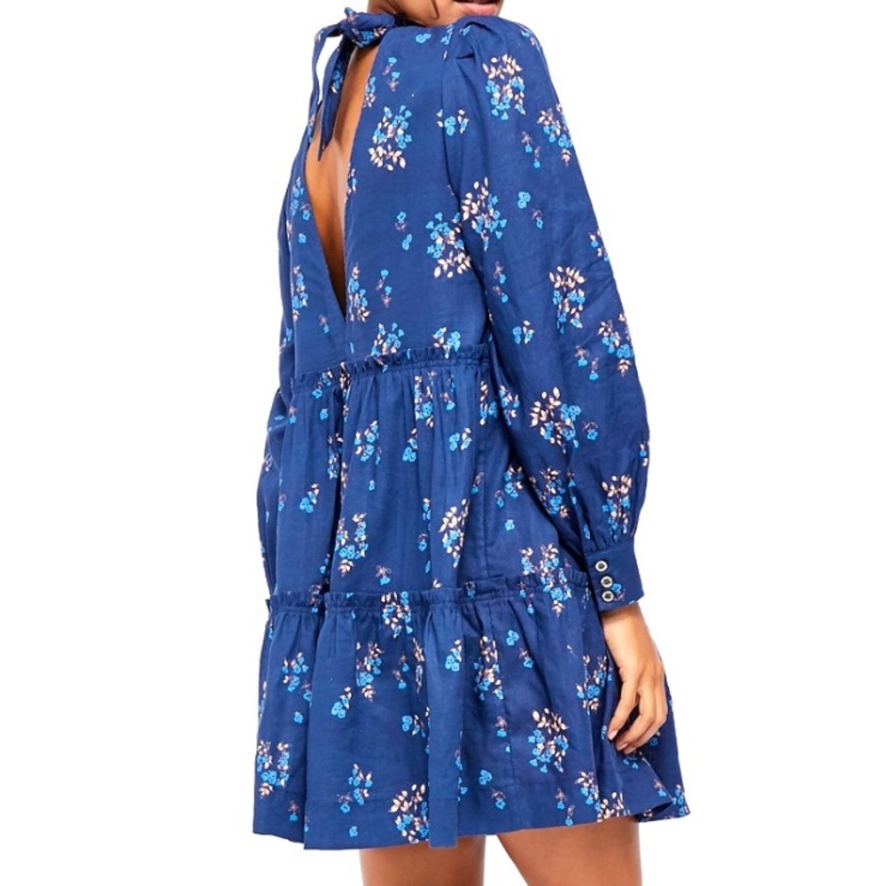 NWT Free People Petit Fours Indigo Mini Dress. L - Picture 4 of 9